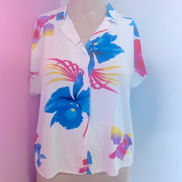 Vintage Floral // Hawaiian Capped Blouse California Crush - Picture 3 of 10
